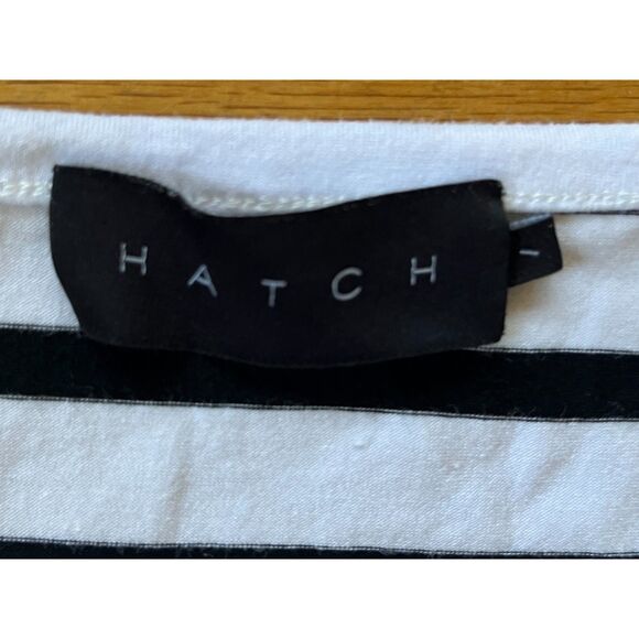 HATCH Maternity Black White Stripe Long Sleeve Rayon Midi Dress  Women's Size 1 - Picture 4 of 10